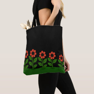 Bolso De Tela Rojo Floral Pastel Oscuro