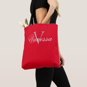 Bolso De Tela Rojo monograma personalizado