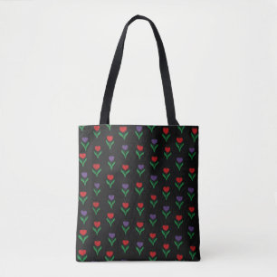 Bolso De Tela Rojo, Morado, Verde Floral Negro 