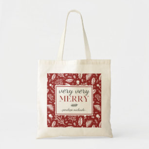 Bolso De Tela Rojo muy moro con botánicos y Navidades de nombre