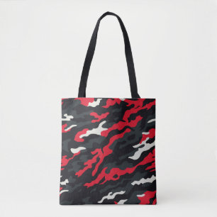Bolso De Tela Rojo Negro Gris Blanco Patrón de Camuflaje Camo