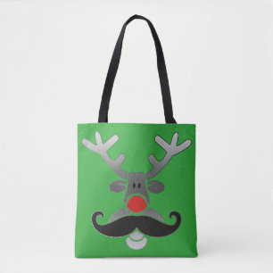 Bolso De Tela Rojo Nosed Rudolph con Mustache + tu idea