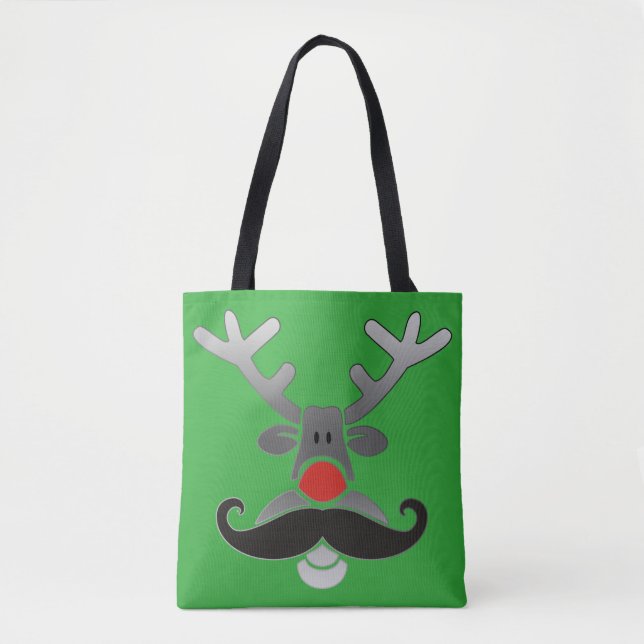 Bolso De Tela Rojo Nosed Rudolph con Mustache + tu idea (Anverso)