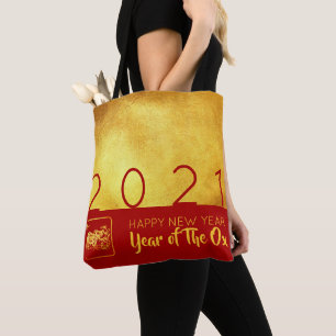 Bolso De Tela Rojo Oro Chino Cortado de papel Ox 2021 AoTB