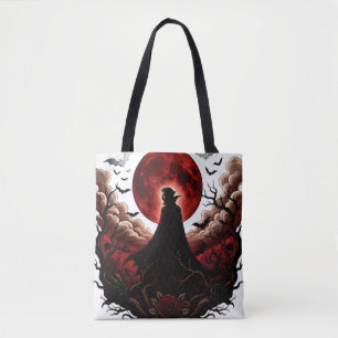 Bolso De Tela Rojo oscuro vampiro luna gótica Halloween