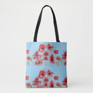 Bolso De Tela Rojo Poppy Poppies flor Flor Flor Flor Azul Bag