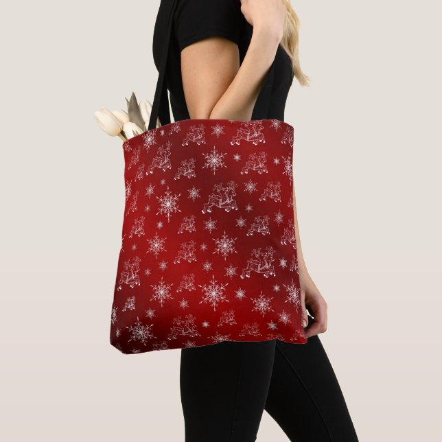 Bolso De Tela rojo, reno, estrella, estrellas, copo de nieve, na (Detalle)