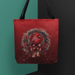 Bolso De Tela Rojo resplandeciente con Navidades del cardenal ro