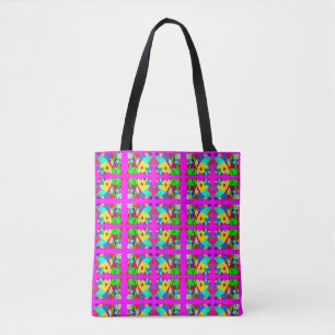 Bolso De Tela Rojo rosa amarillo verde mezclado con motivos de t