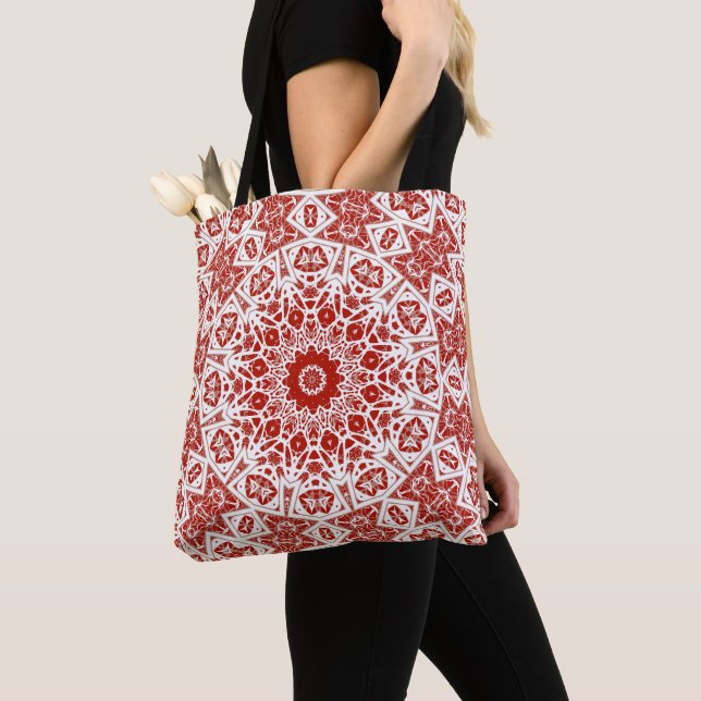 Bolso De Tela rojo y blanco, bandana étnica (Detalle)