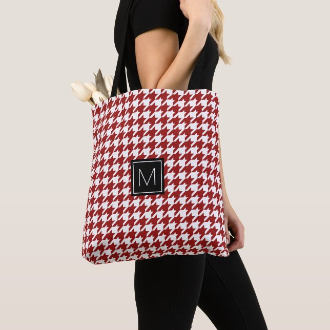 Bolso De Tela Rojo y blanco del modelo de Houndstooth del (Detalle)