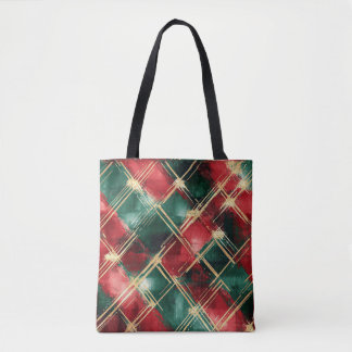Bolso De Tela Rojo y dorado con tema de vacaciones de Navidad
