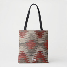 Bolso De Tela Rojo y Gris Texturizado Nativo Americano