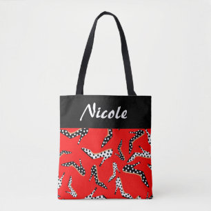 Bolso De Tela Rojo y Negro Elegante tacones altos