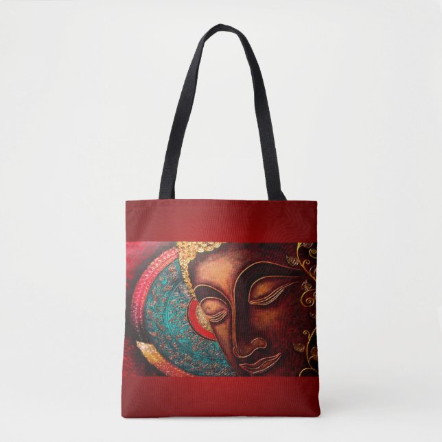 Bolso De Tela Rojo y oro Buda (Anverso)