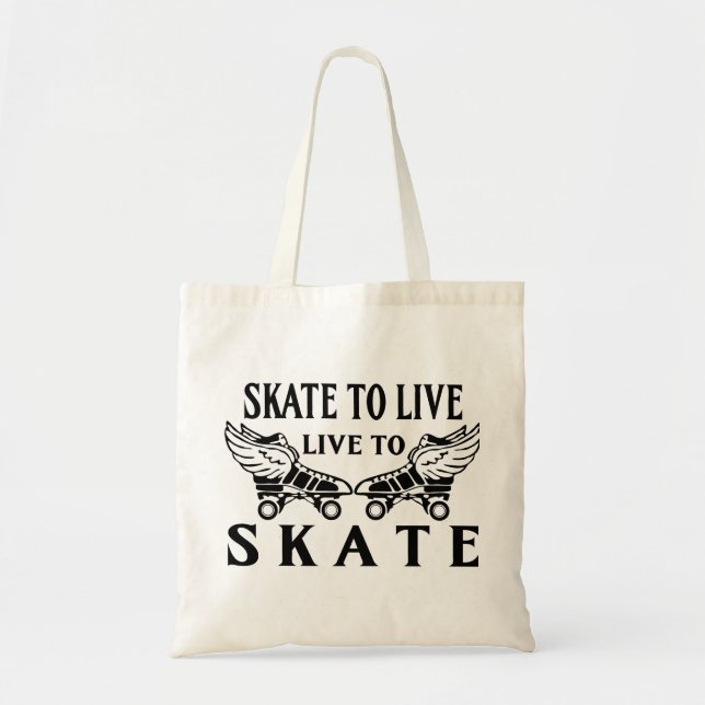 Bolso De Tela Roller Derby, Skate to Live, Live to Skate (Frente)