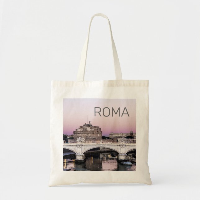 Bolso De Tela Roma Italia Castel Sant'Angelo Puente Sunset (Frente)