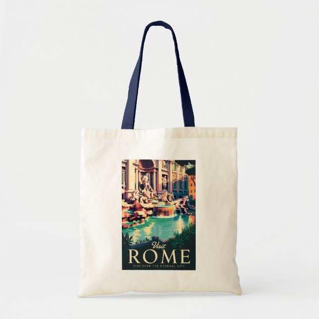 Bolso De Tela Roma Italia Trevi Ilustracion arte de viajes (Frente)