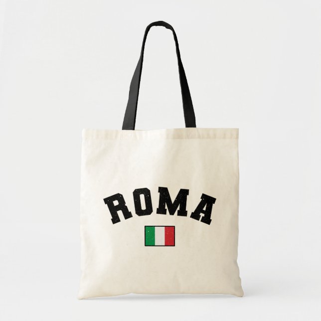 Bolso De Tela Roma: Tipografía atlética con bandera italiana (Frente)