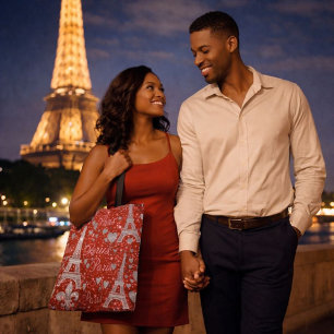 Bolso De Tela Romance de París Torre Eiffel y Corazones