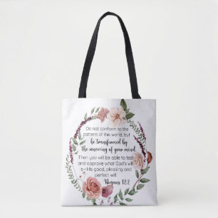 Bolso De Tela Romanos 12:2 No se ajusta al patrón Floral