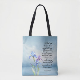 Bolso De Tela Romanos 8:28 Acuarela de Iris