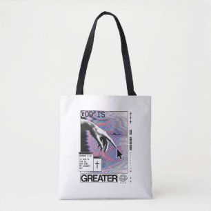 Bolso De Tela Romanos 8:31 Cyberpunk Mano De Dios Arte Glitch