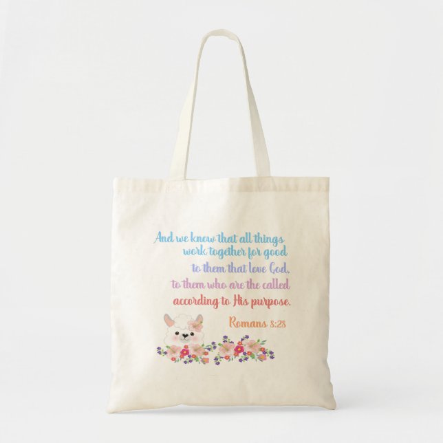 Bolso De Tela Romanos 8 Biblia Verse diseño (Frente)