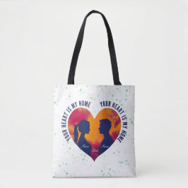 Bolso De Tela Romantic Couple Silhouette Sunset Heart Tote Bag
