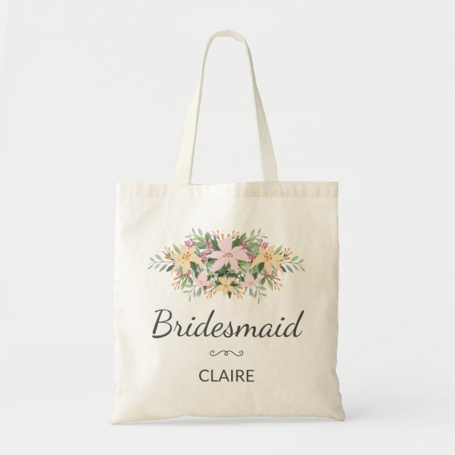 Bolso De Tela Romantic floral bouquet wedding bridesmaid (Frente)