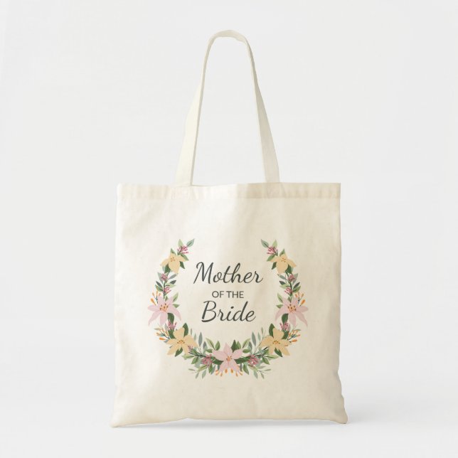 Bolso De Tela Romantic floral wreath monogram wedding favor (Frente)