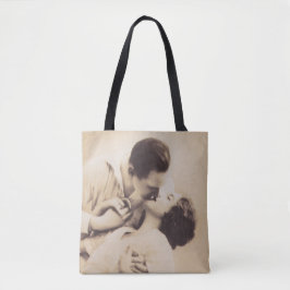 Bolso De Tela Romantic Love Couple Kissing vintage illustration
