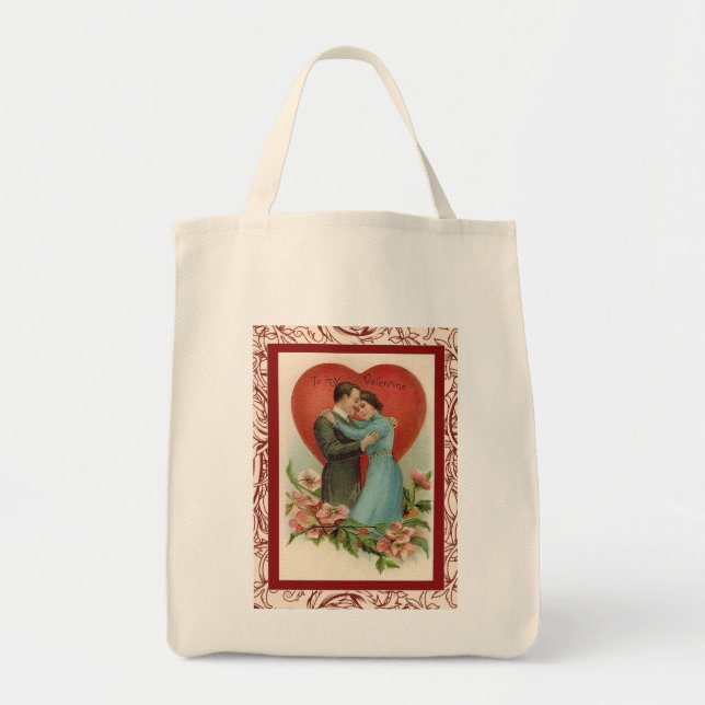 Bolso De Tela Romantic Woman and Man in Valentine heart (Frente)