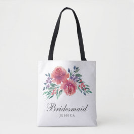 Bolso De Tela Romántica acuarela Floral Bridesmaid