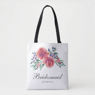 Bolso De Tela Romántica acuarela Floral Bridesmaid