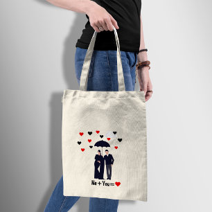 Bolso De Tela Romántica pareja negra Tote Bag