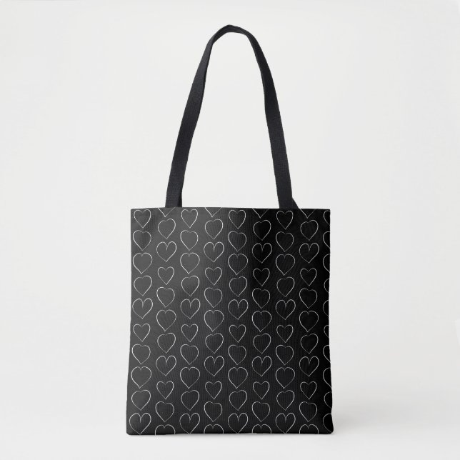 BOLSO DE TELA ROMÁNTICO CORAZÓN NEGRO (Anverso)