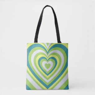 Bolso De Tela Romántico Corazón Verde Whimsical San Valentín