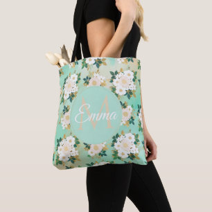 Bolso De Tela Romántico Diseño de acuarela de flores blancas