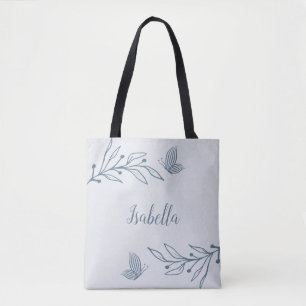Bolso De Tela Romántico elegante azul polvoriento floral 