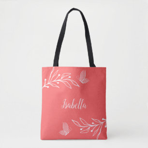 Bolso De Tela Romántico elegante coral flor de color rosa
