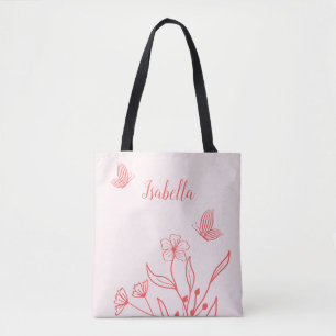 Bolso De Tela Romántico elegante coral flores rosadas