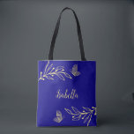 Bolso De Tela Romántico elegante flor de oro azul real<br><div class="desc">Bolsa de mano única simple con flores doradas románticas y elegantes sobre fondo azul real
Para más productos coincidentes,  haga clic en la colección anterior o contácteme.</div>