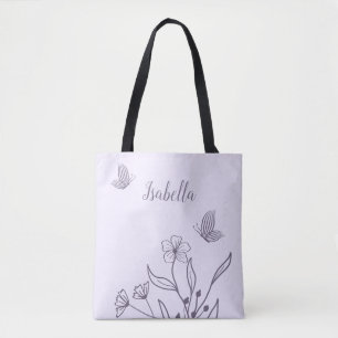 Bolso De Tela Romántico elegante floral malva