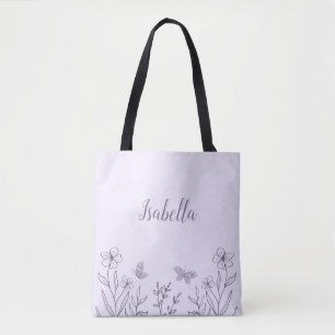 Bolso De Tela Romántico elegante floral malva