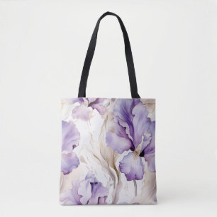 Bolso De Tela Romántico Iris Floral Crema Púrpura Bridal Shower