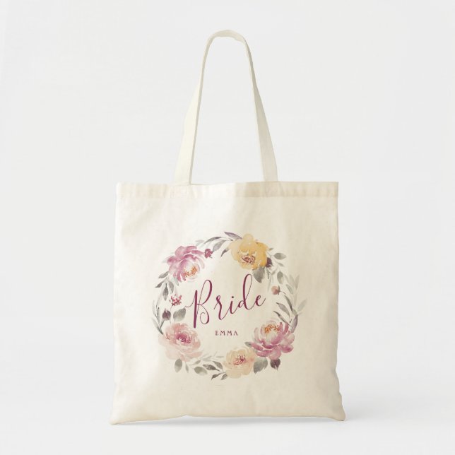 Bolso De Tela Romántico jardín de novia floral (Frente)