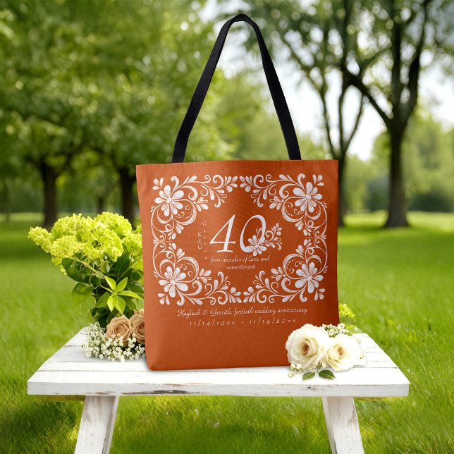 Bolso De Tela Romántico Naranja quemado 40° aniversario Boda (Subido por el creador)