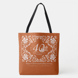 Bolso De Tela Romántico Naranja quemado 40° aniversario Boda