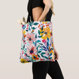 Bolso De Tela Romántico patrón floral de acuarela en rosa pastel